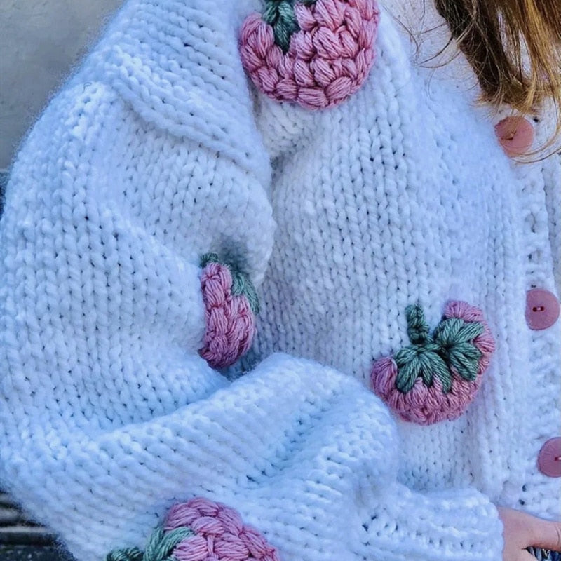 Berry | Speelse Strawberry Print Cardigan