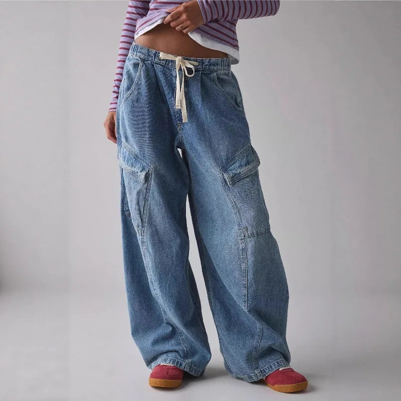 Vera | Baggy Cargo Jeans met Trekkoord