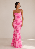 Bella | Maxi Jurk met Strikbandjes en Bloemenprint