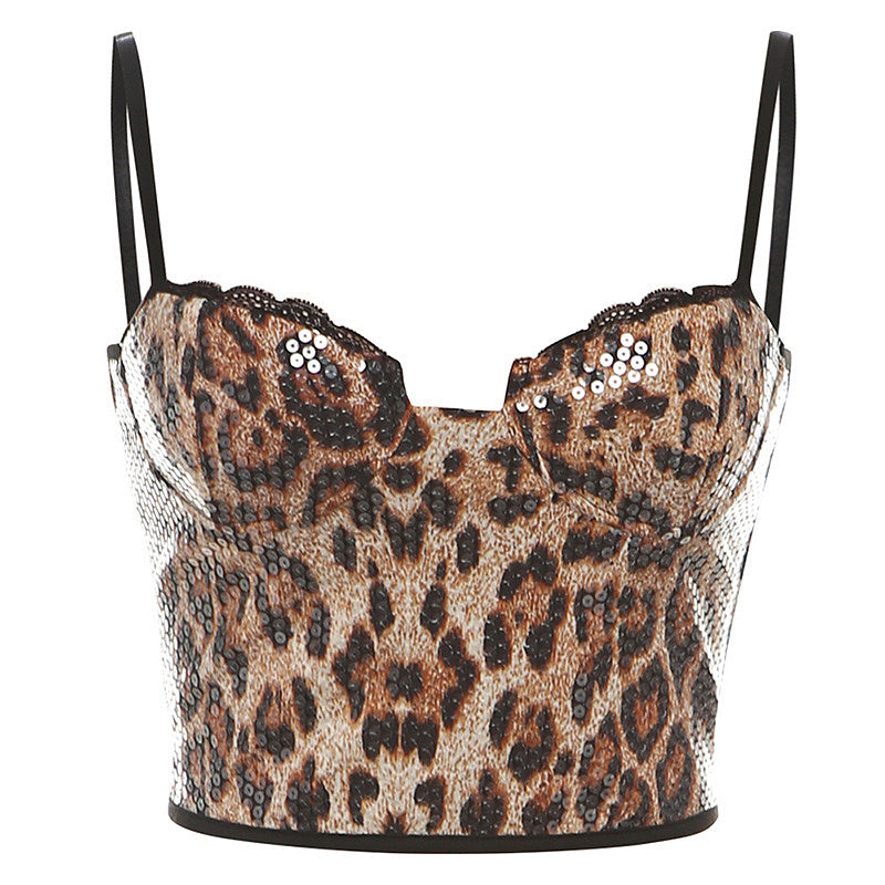 Zara | Top met pailletten en luipaardprint