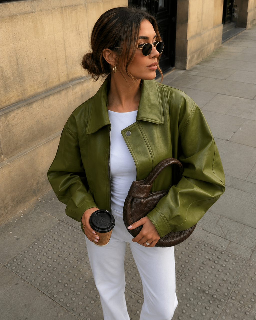 Saar | Leren dames jas met pofmouwen