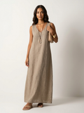 Ava | Linnenlook maxi damesjurk