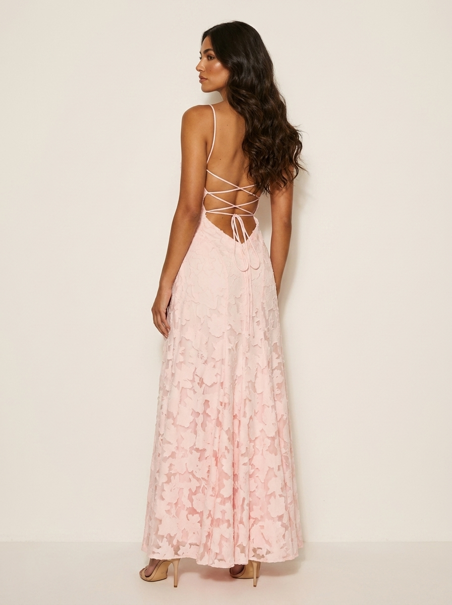 Amélie | Luxe bloemenjacquard maxi jurk