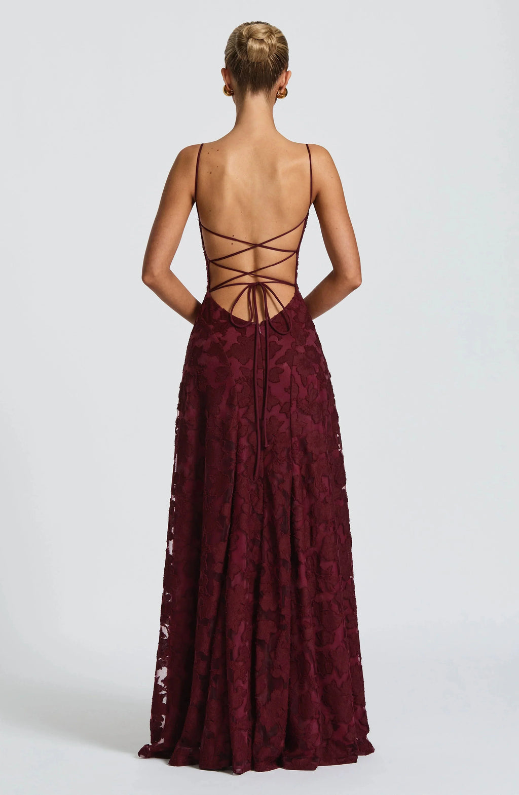 Amélie | Luxe bloemenjacquard maxi jurk