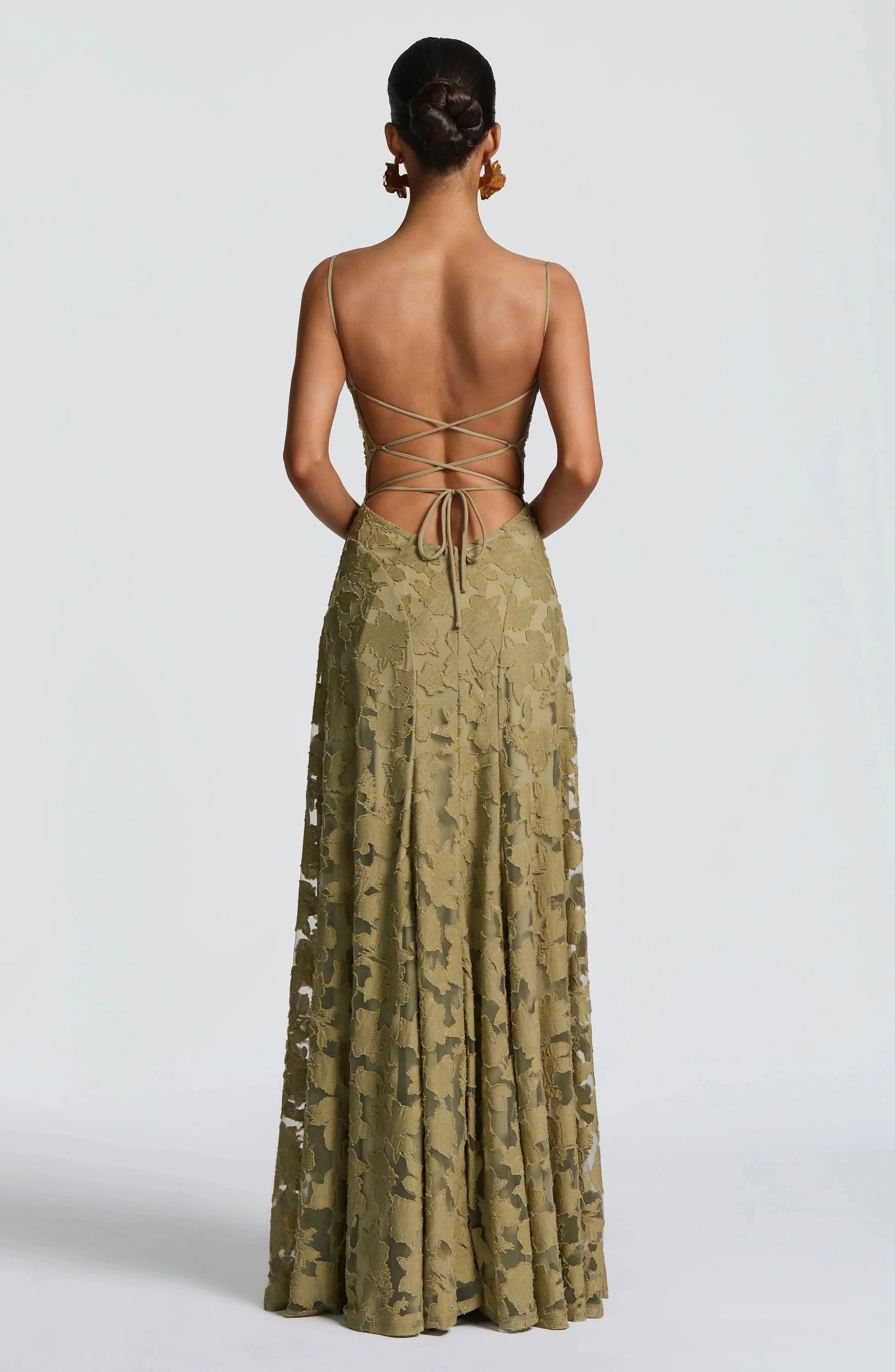 Amélie | Luxe bloemenjacquard maxi jurk