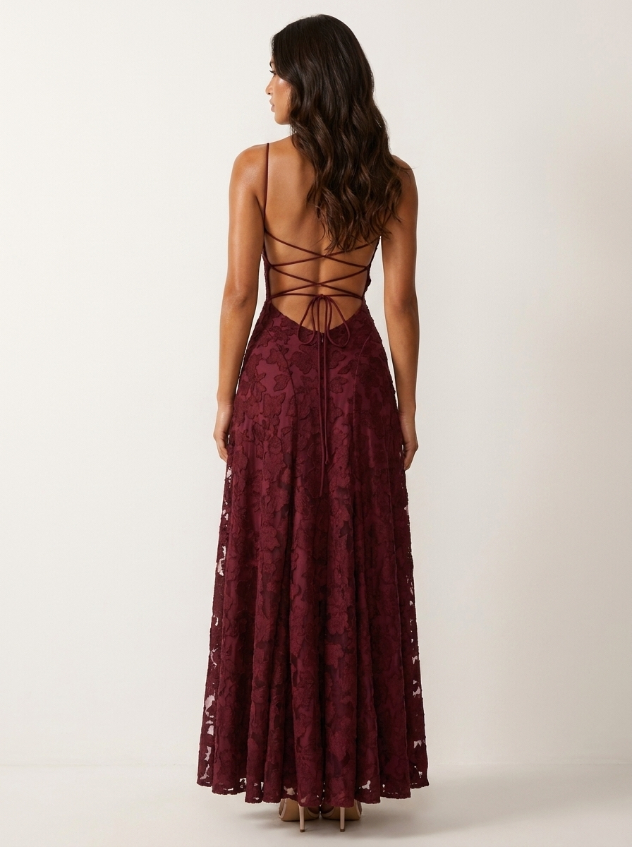 Amélie | Luxe bloemenjacquard maxi jurk