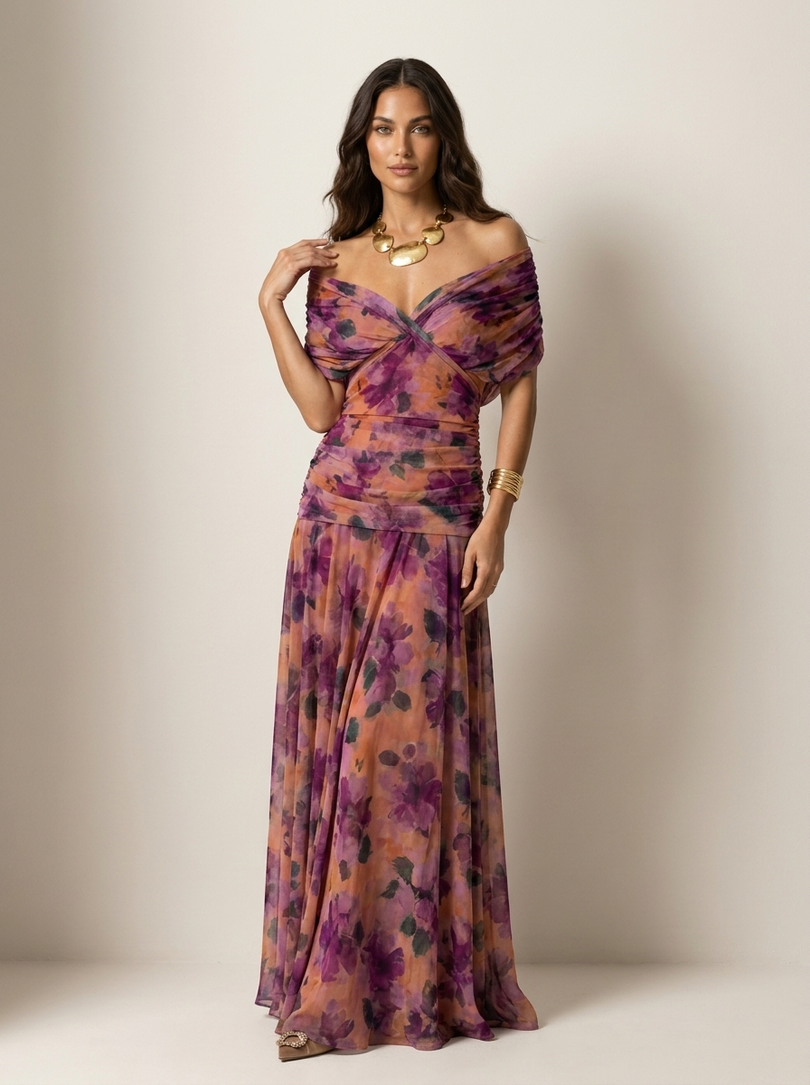 Valentina | Luxe geplooide maxi avondjurk