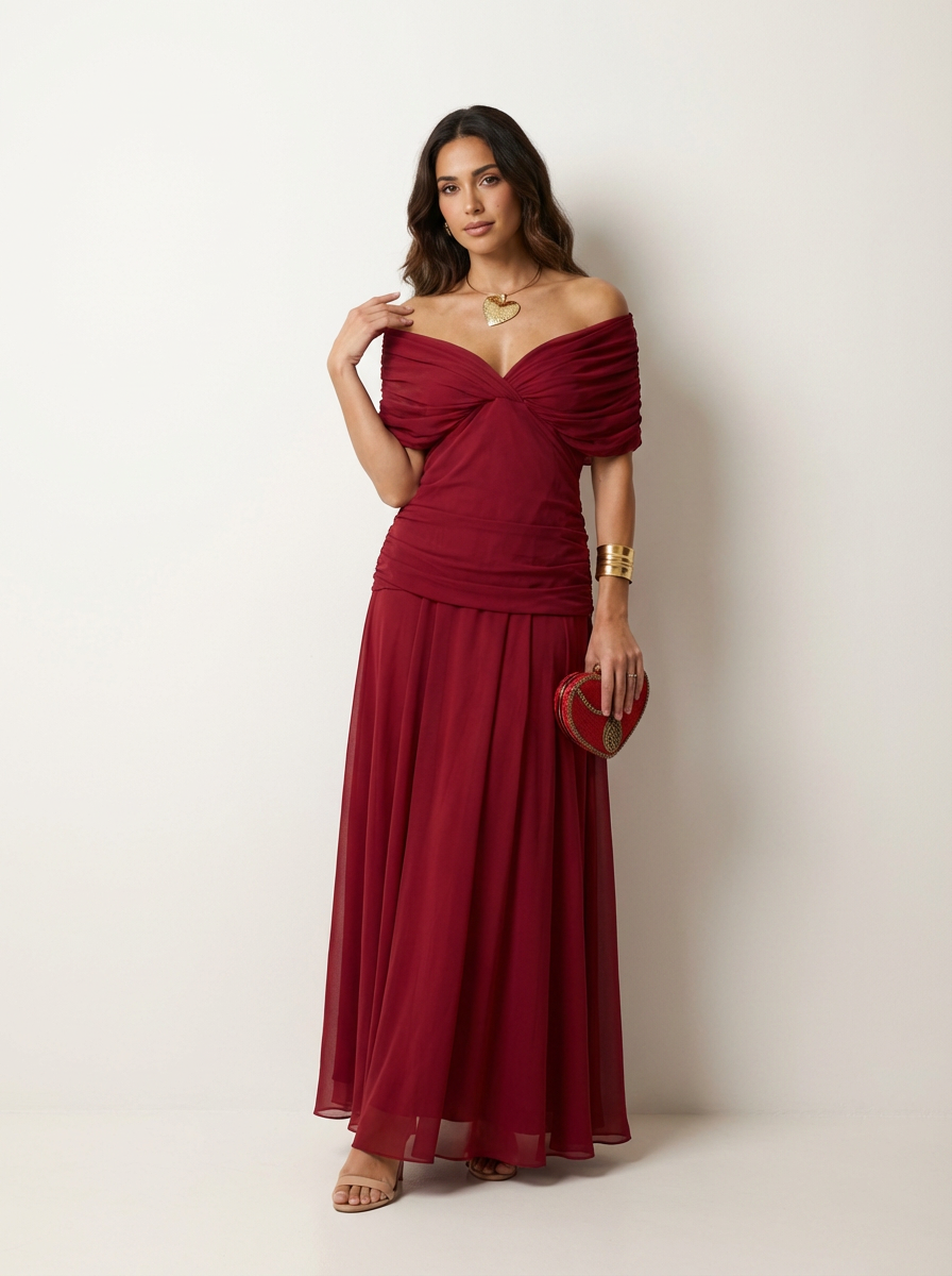 Valentina | Luxe geplooide maxi avondjurk