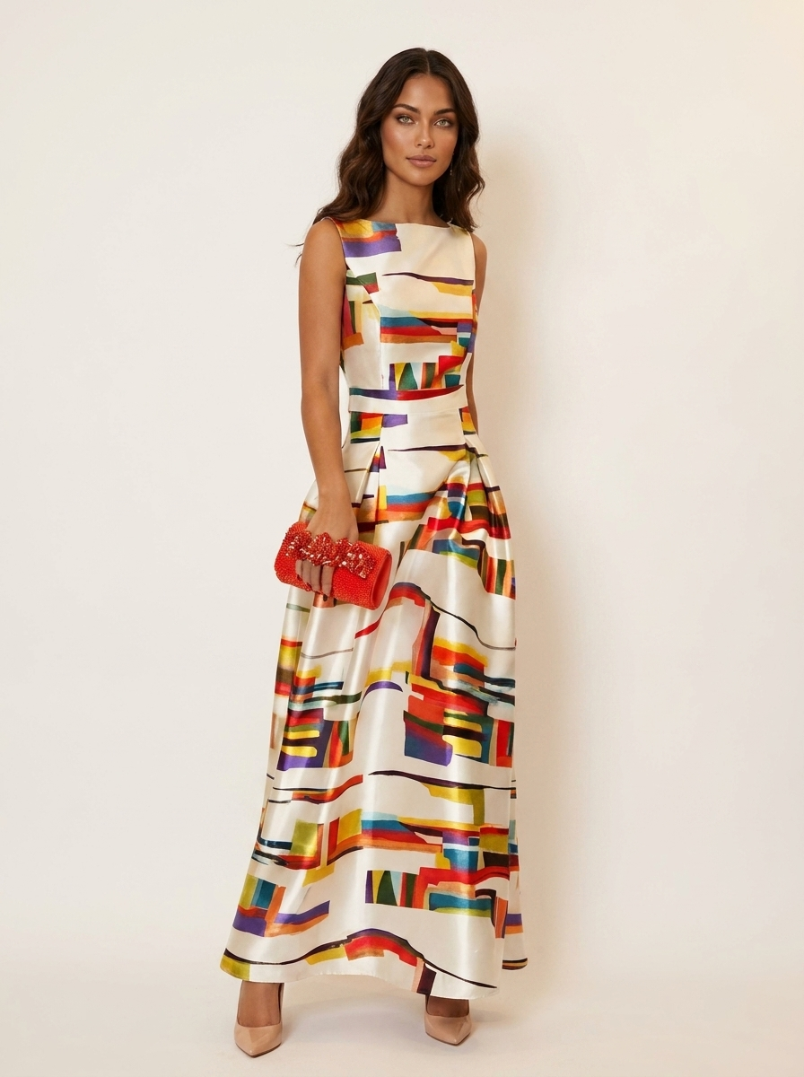 Noëlle | Maxi jurk met kleurrijke geometrische print
