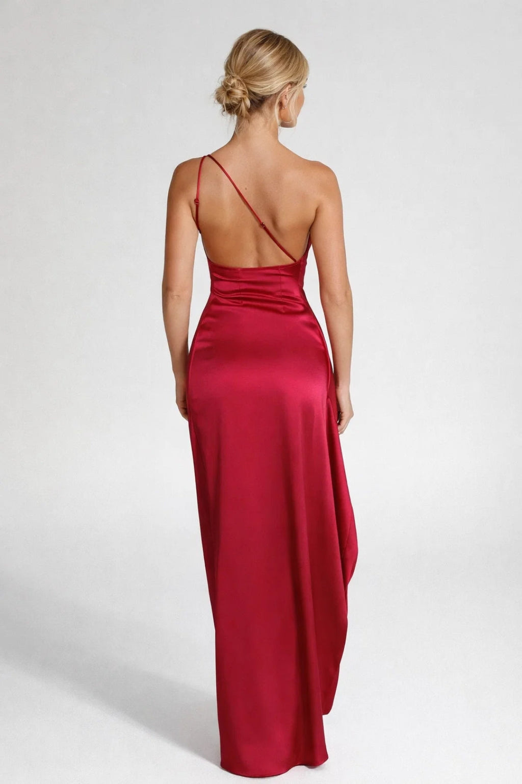 Valentina | One Shoulder Satijnen Maxi-Jurk