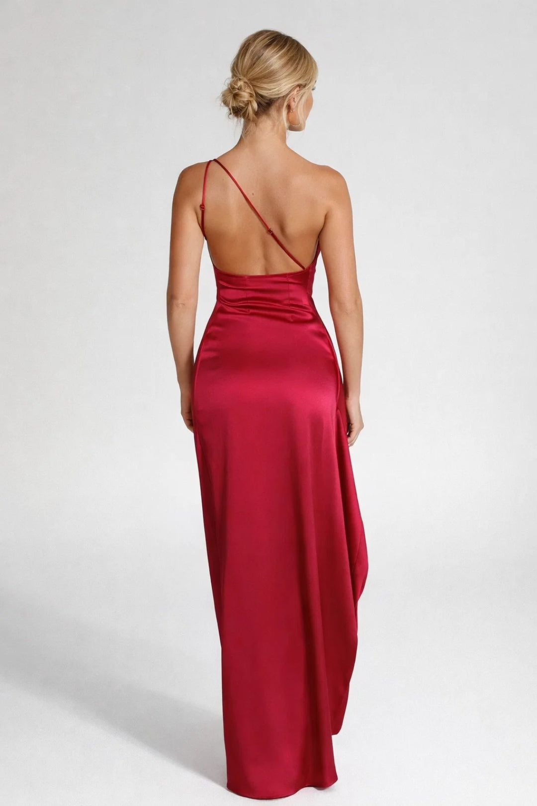 Valentina | One Shoulder Satijnen Maxi-Jurk