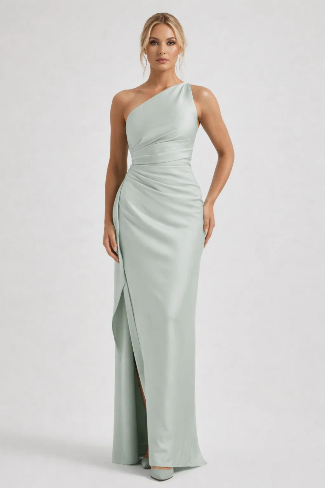 Valentina | One Shoulder Satijnen Maxi-Jurk