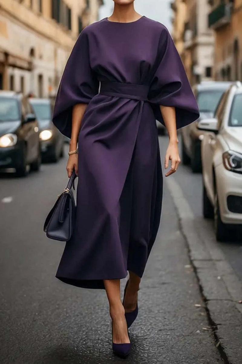 Nadine | Midi Jurk met Ballonmouwen