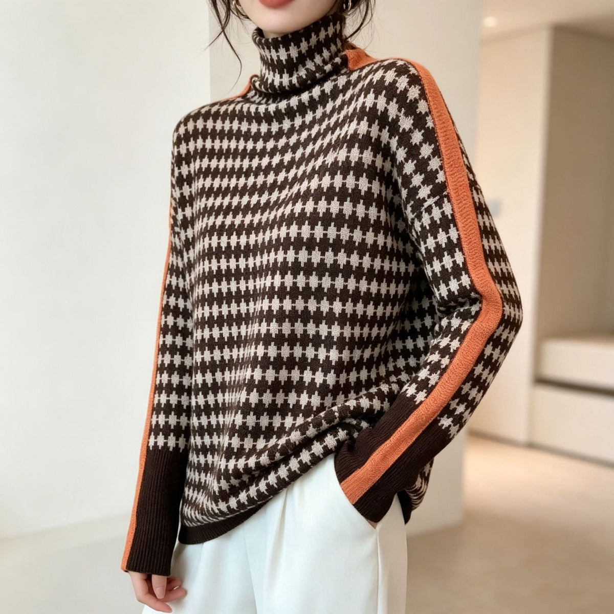 Aura | Gestreepte Pullover met Hoge Hals