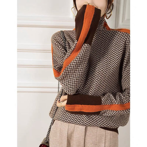 Aura | Gestreepte Pullover met Hoge Hals