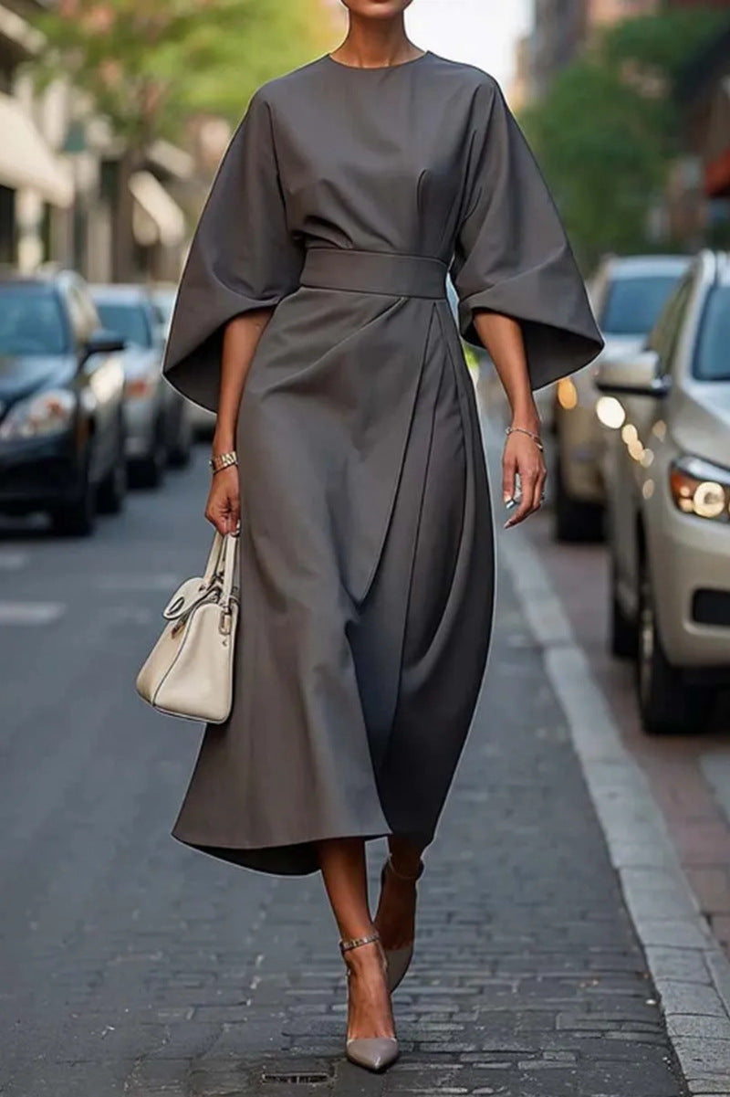 Nadine | Midi Jurk met Ballonmouwen