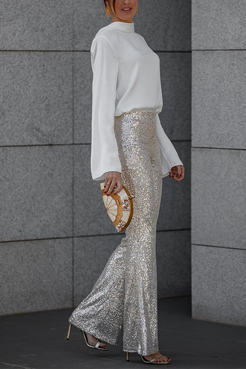 Cassia | Glitter Pailletten Flare Broek
