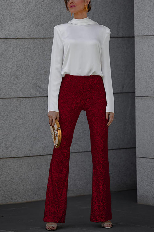 Cassia | Glitter Pailletten Flare Broek