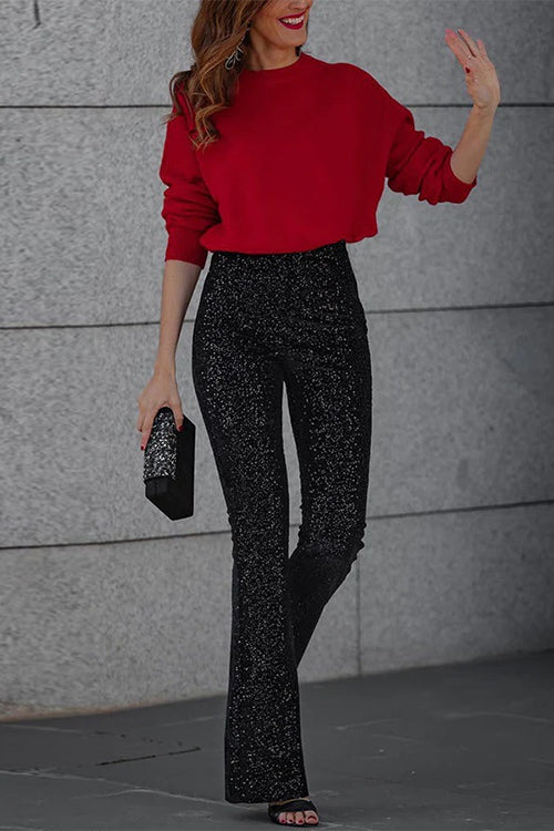 Cassia | Glitter Pailletten Flare Broek