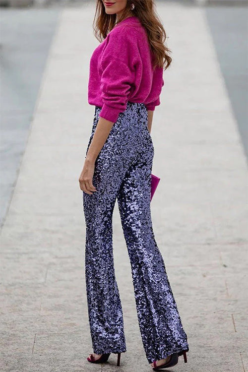 Cassia | Glitter Pailletten Flare Broek