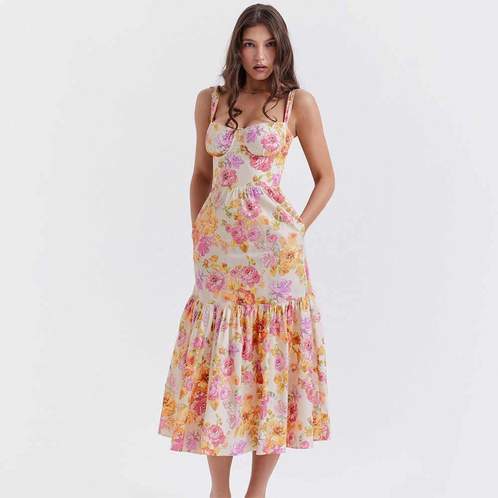 Seraphine | Bloemenprint midi jurk