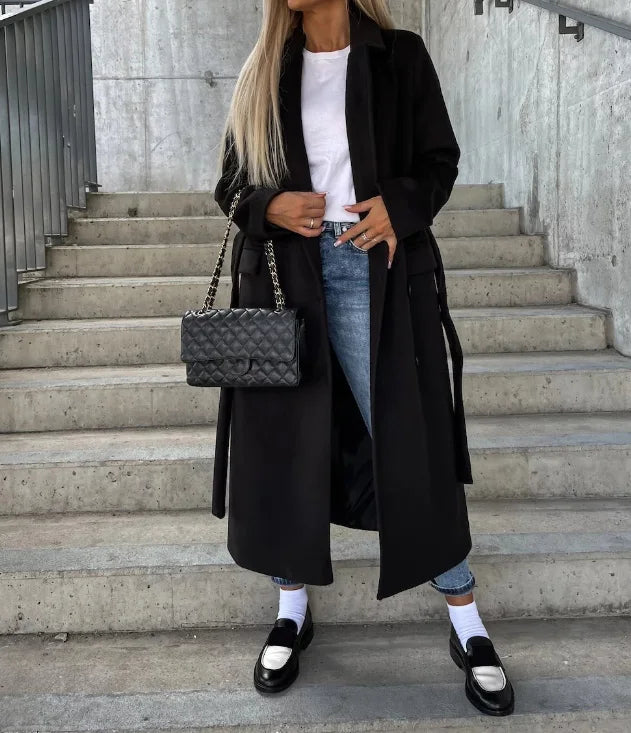 Ines | Warme Trenchcoat met Ceintuur