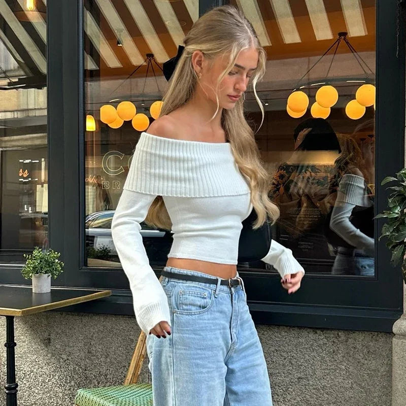 Mid City | Geribbelde Off-Shoulder Top