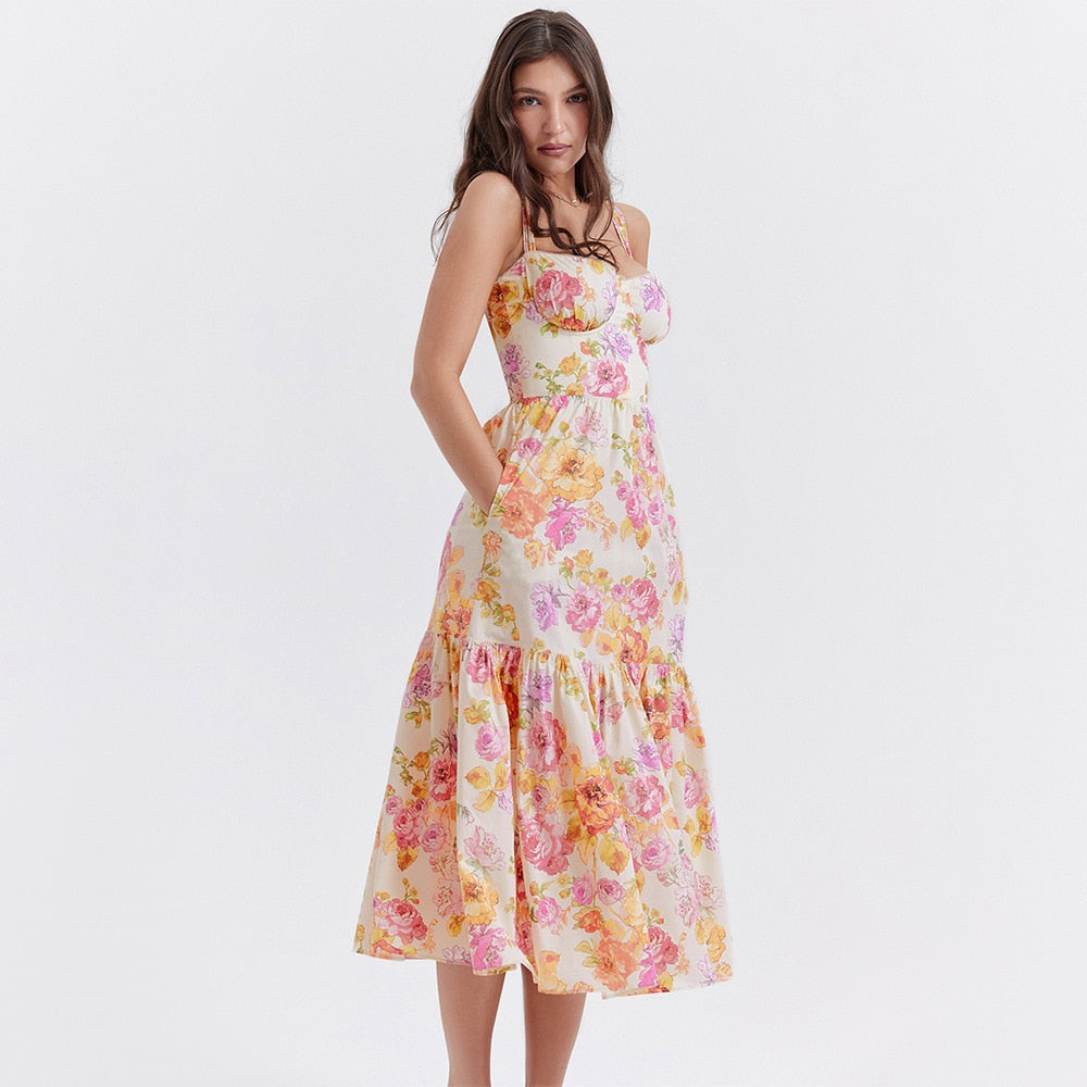 Seraphine | Bloemenprint midi jurk