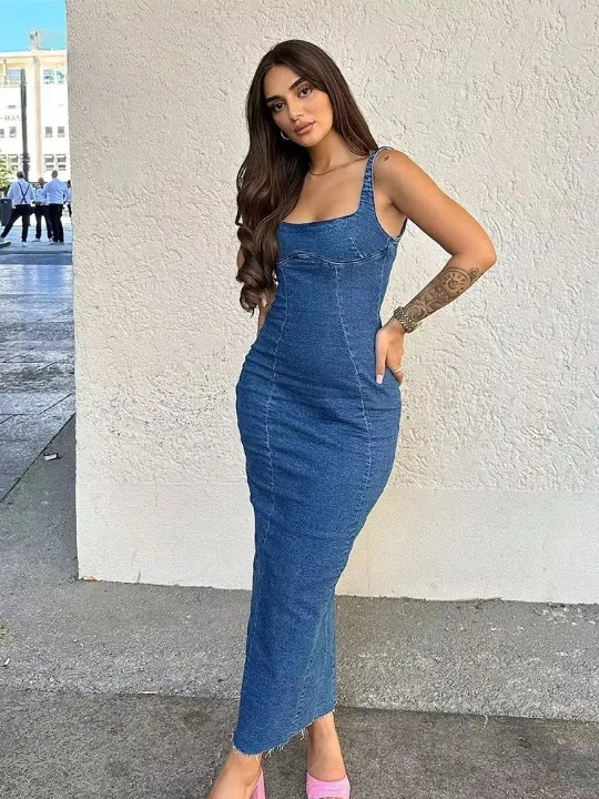 Sara | Denim Midi-Jurk