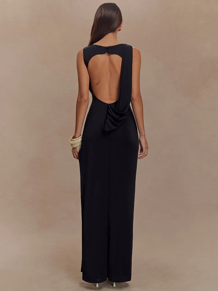 Jennifer | Rugloze Rimpel Maxi-Jurk