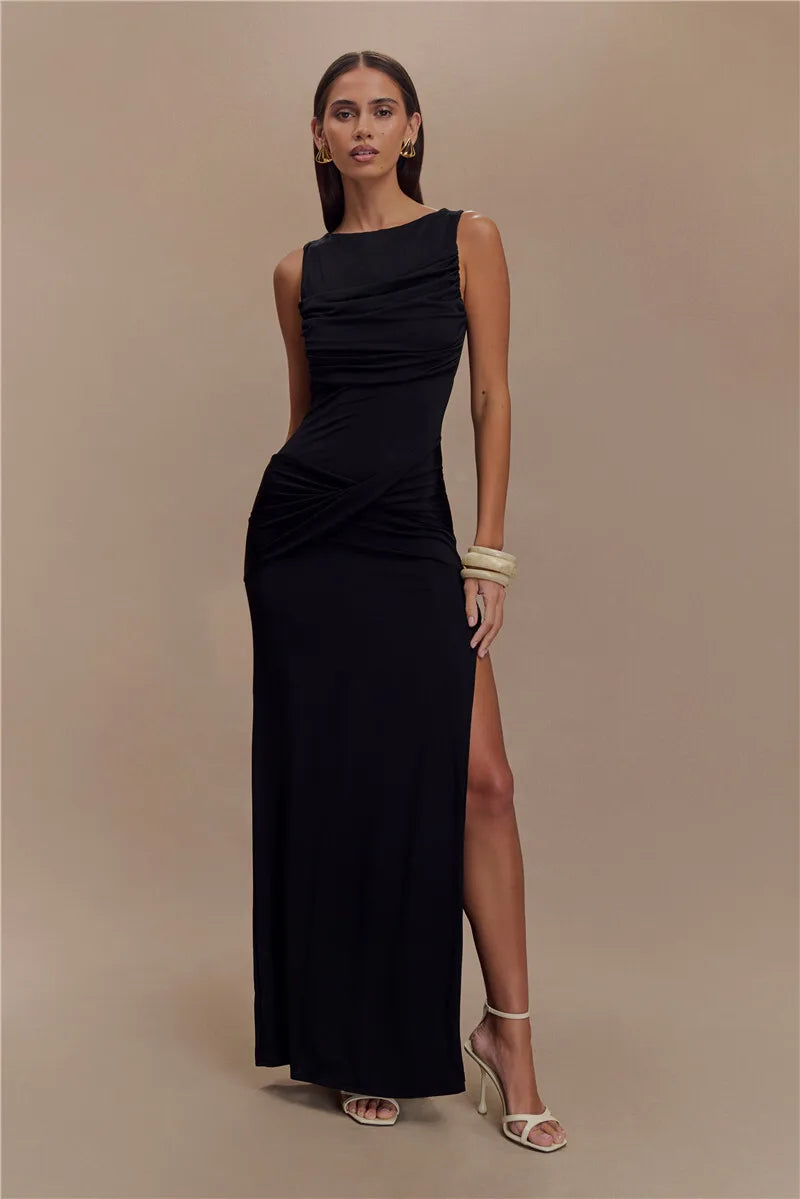 Jennifer | Rugloze Rimpel Maxi-Jurk