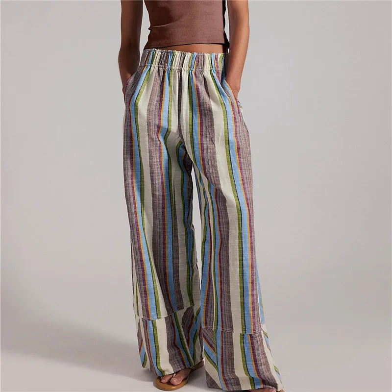 Merel | Casual Gestreepte Wijde Broek voor Dames