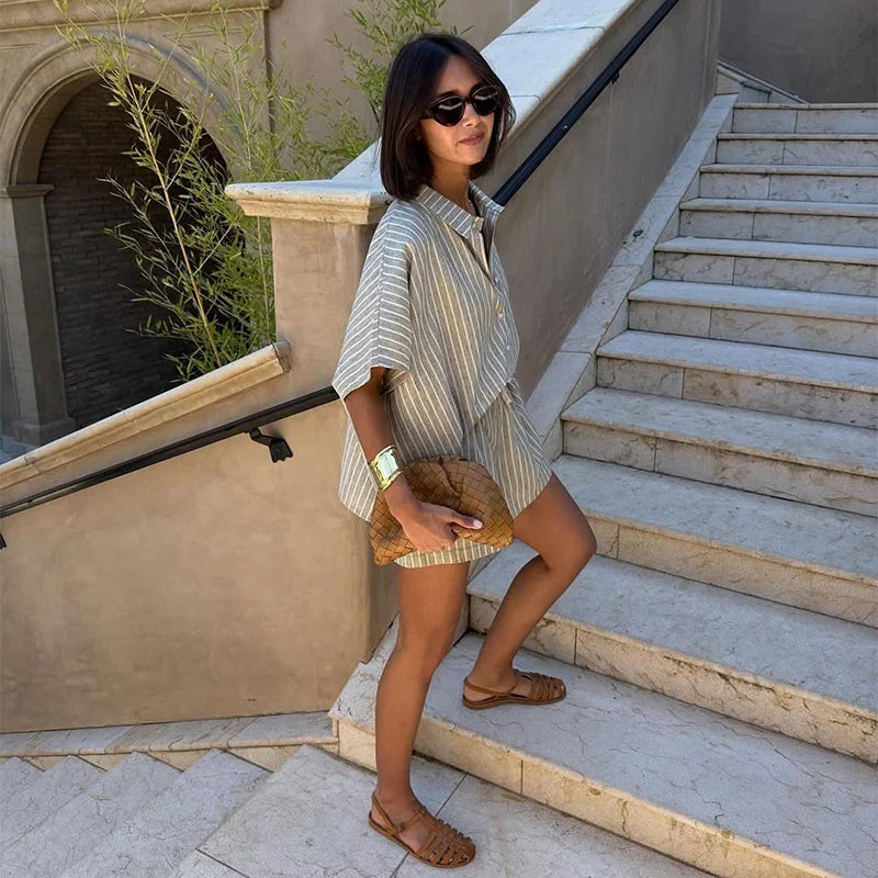 Shilo | Gestreepte Shorts Set