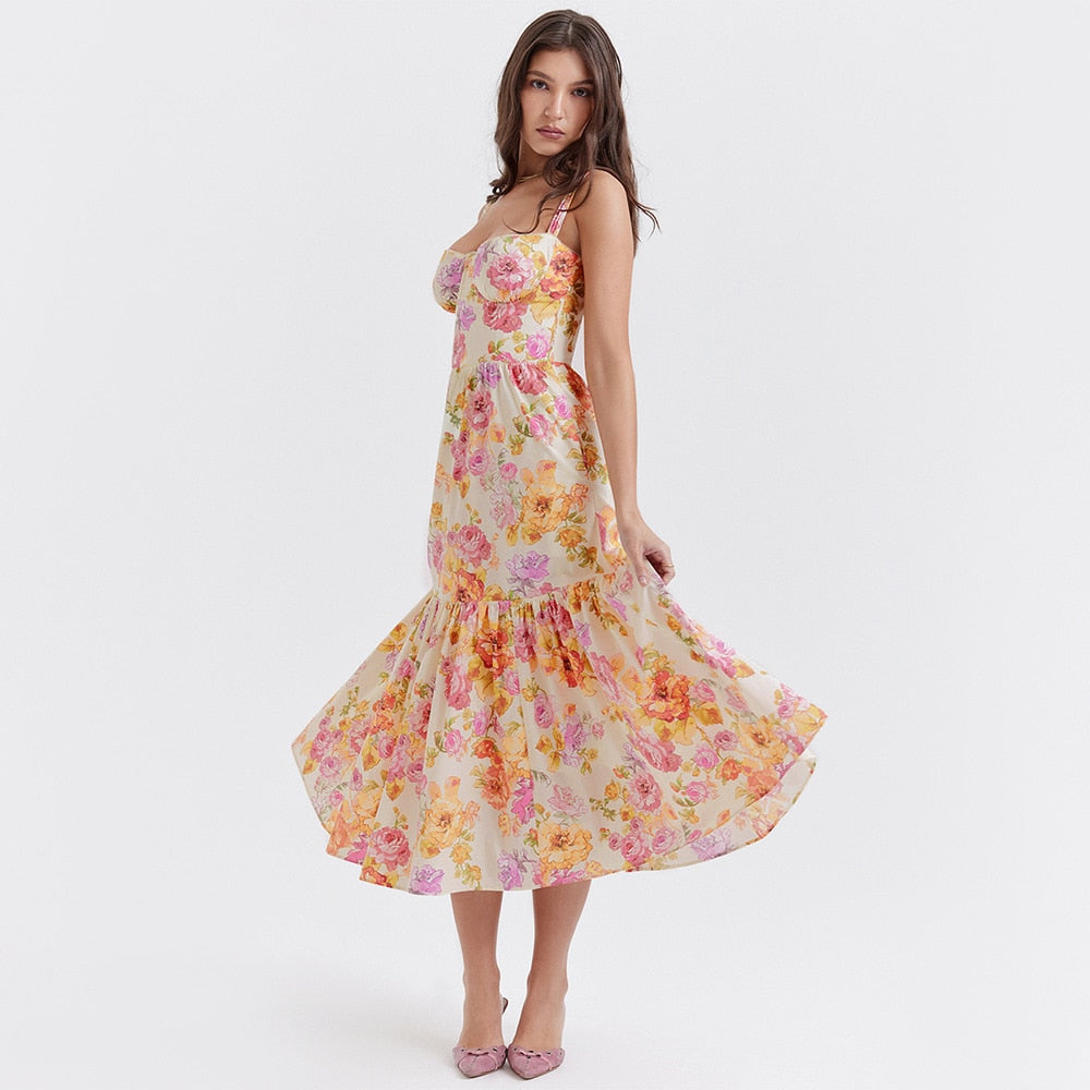 Seraphine | Bloemenprint midi jurk