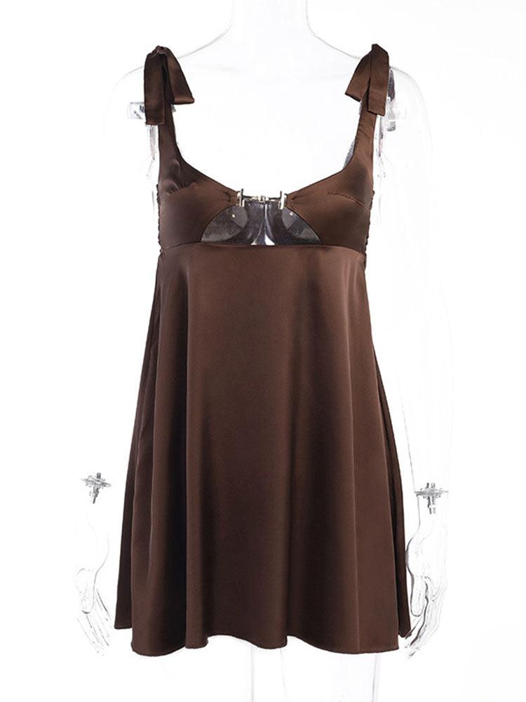 Roxy | Satijnen cut-out jurk