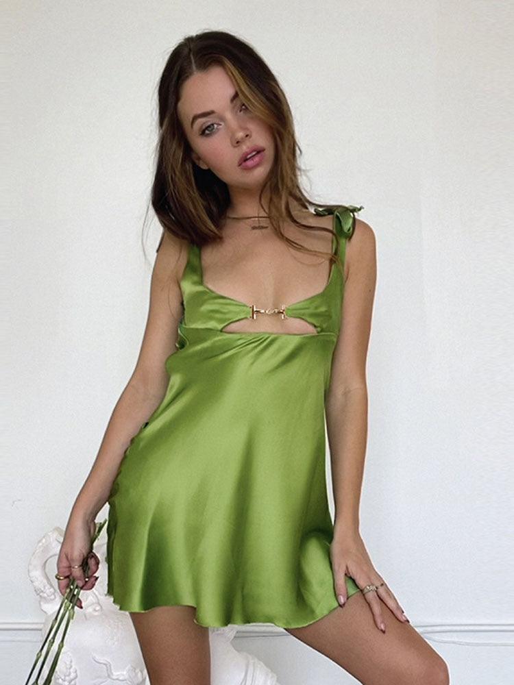 Roxy | Satijnen cut-out jurk