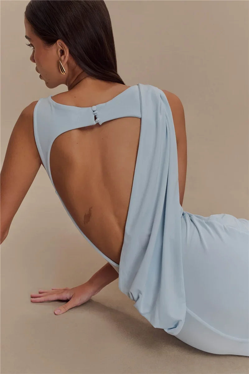 Jennifer | Rugloze Rimpel Maxi-Jurk