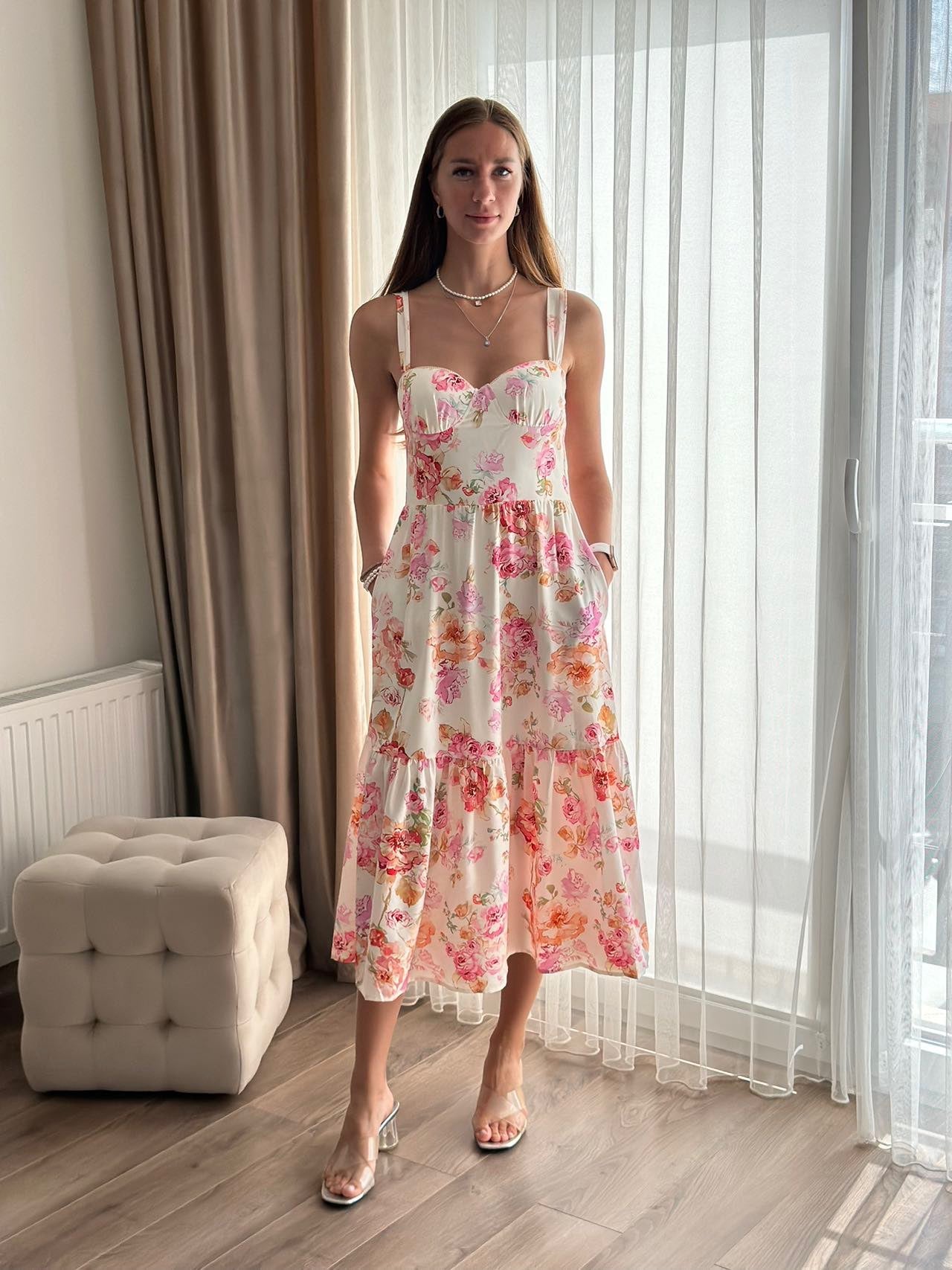 Seraphine | Bloemenprint midi jurk