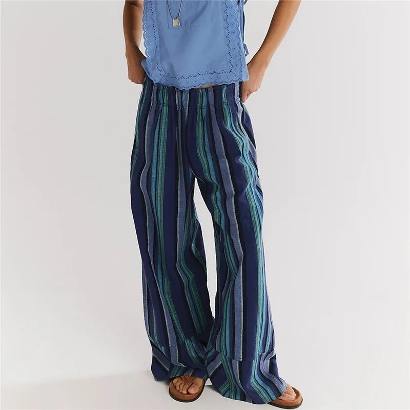 Merel | Casual Gestreepte Wijde Broek voor Dames