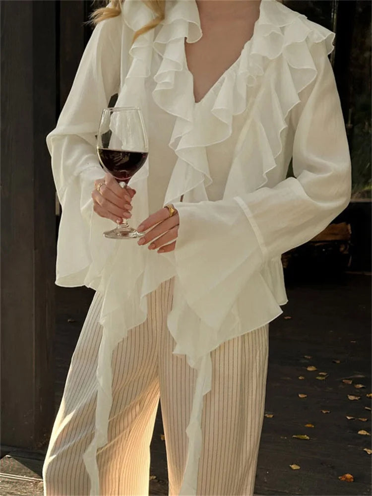 Amélie | Sheer Blouse met Ruches