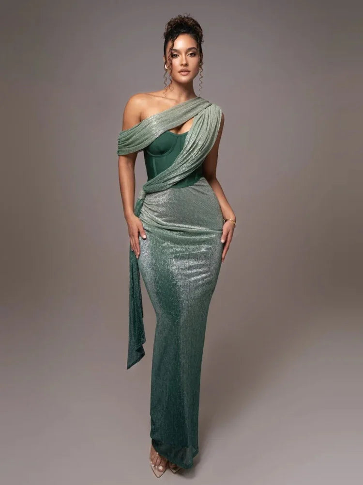 Amara | Maxi Jurk met Drapering en Split