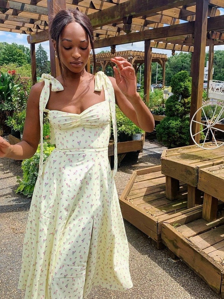 Sunny | Bloemenjurk met split
