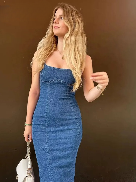 Sara | Denim Midi-Jurk