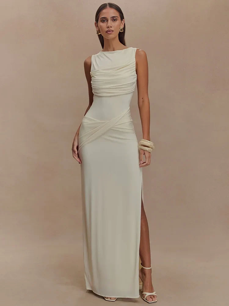 Jennifer | Rugloze Rimpel Maxi-Jurk