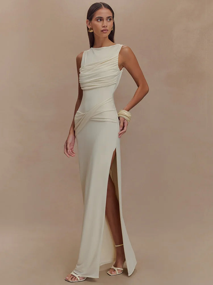 Jennifer | Rugloze Rimpel Maxi-Jurk