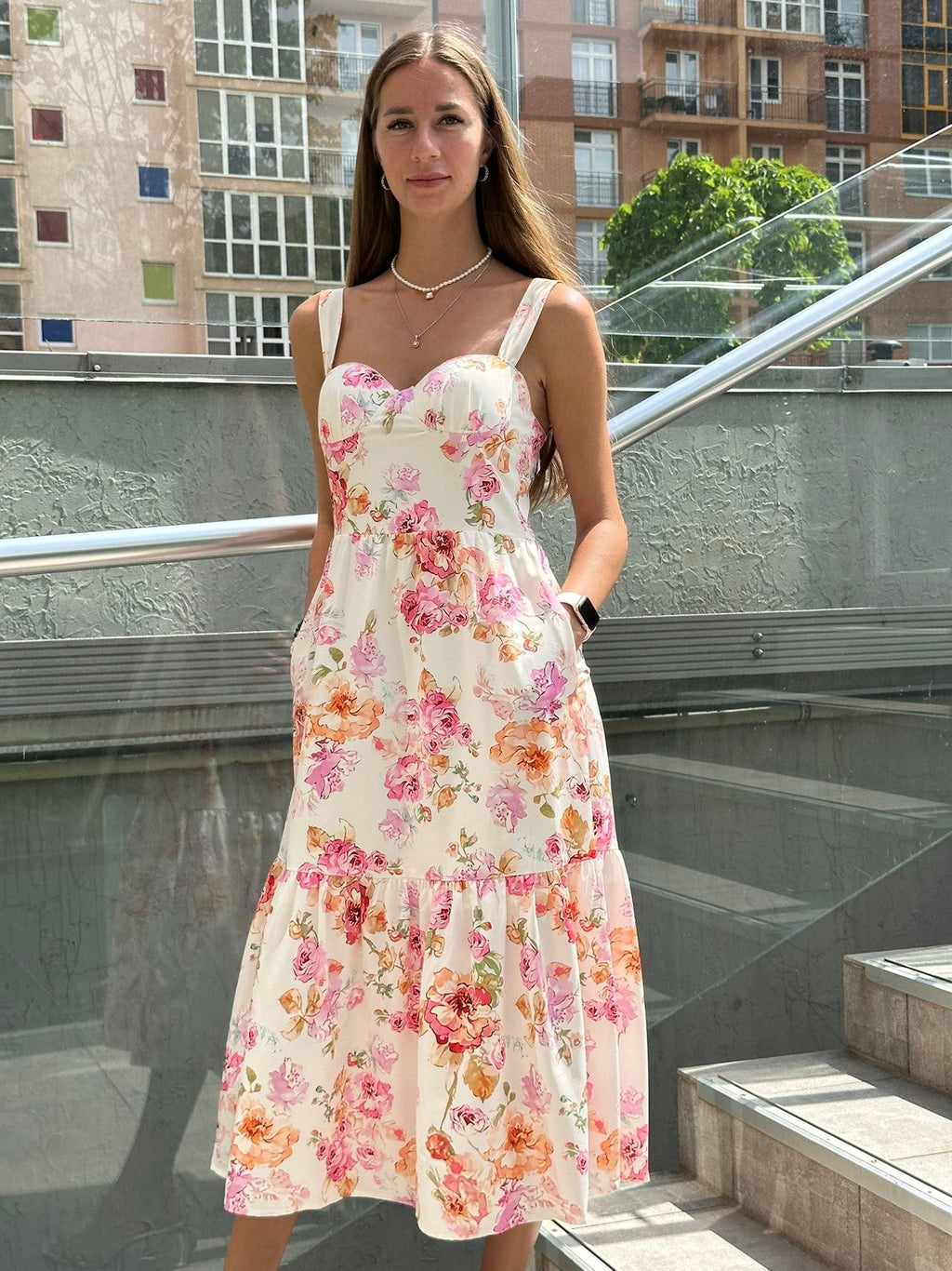 Seraphine | Bloemenprint midi jurk