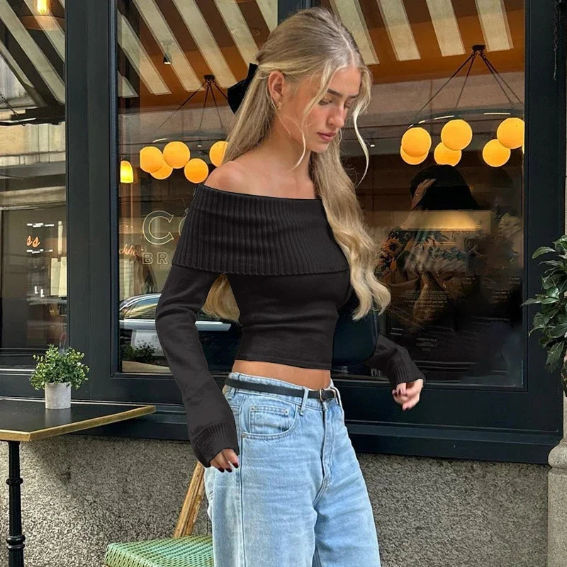 Mid City | Geribbelde Off-Shoulder Top