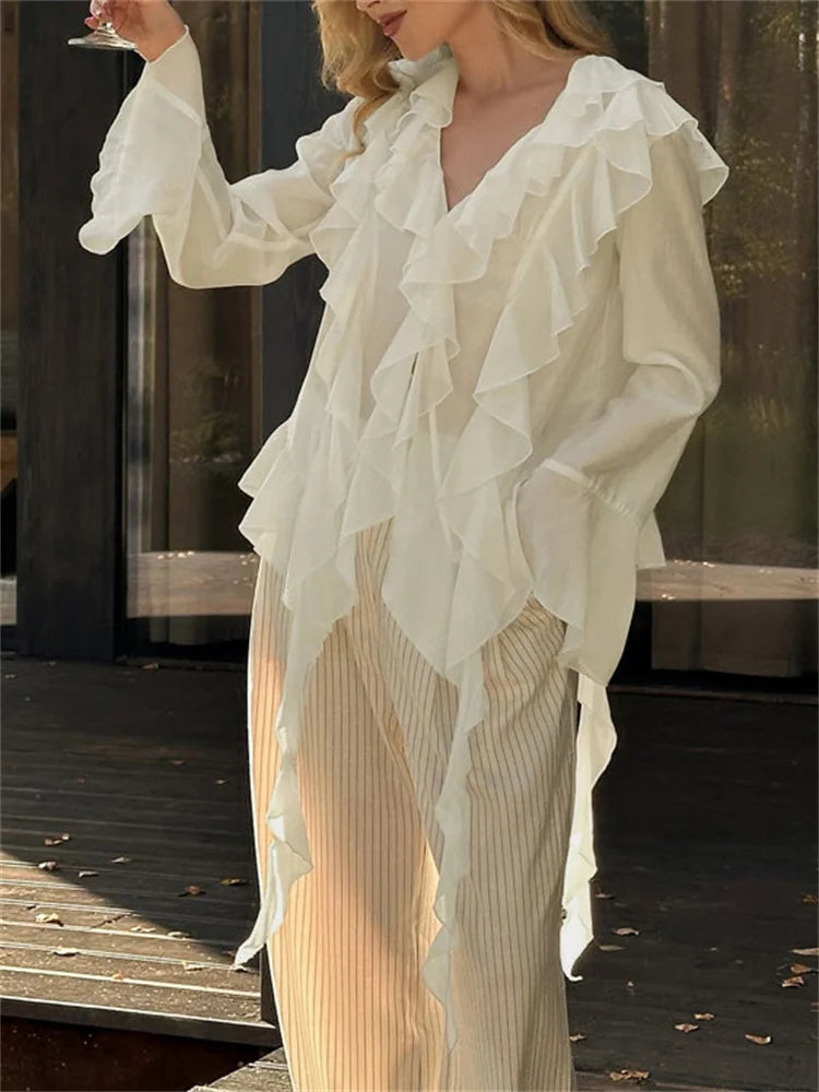 Amélie | Sheer Blouse met Ruches