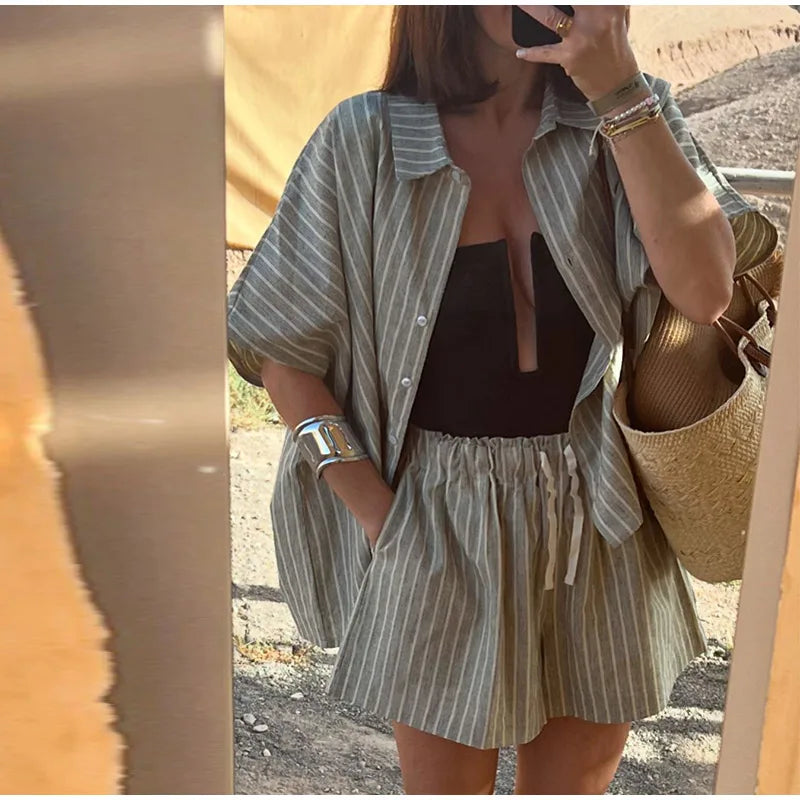 Shilo | Gestreepte Shorts Set