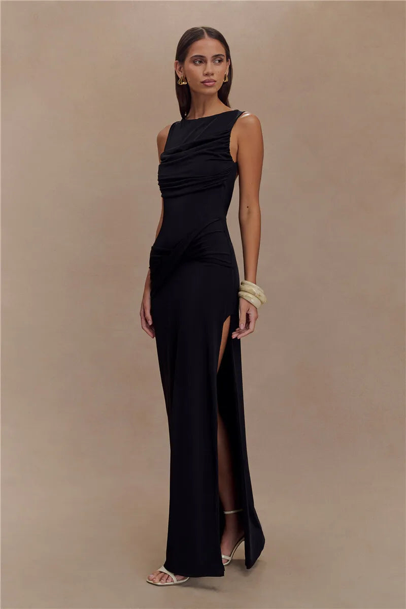 Jennifer | Rugloze Rimpel Maxi-Jurk